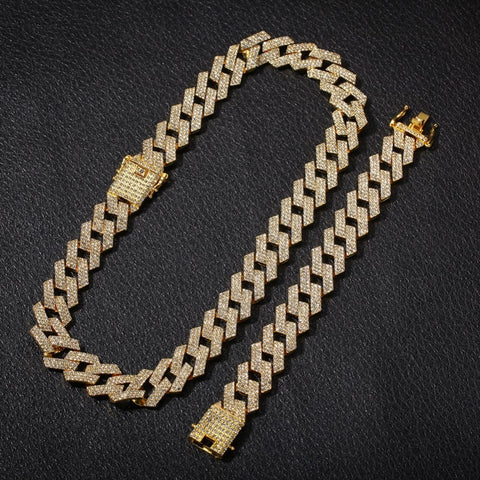 Iced Out 20mm Cuban Chain Necklaces - Bracelet