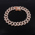 Iced Out 12mm Crystal Miami Cuban Link Chain Bracelets