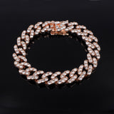 Iced Out 12mm Crystal Miami Cuban Link Chain Bracelets